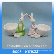 Cut rabbit shape ceramic egg cup for Easter Day